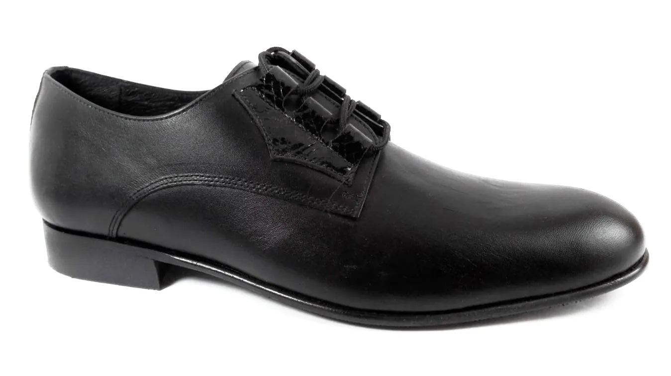 Andanines Black Lace-Up Dress Shoes