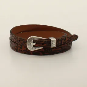 BROWN FLORAL TOOLED HATBAND