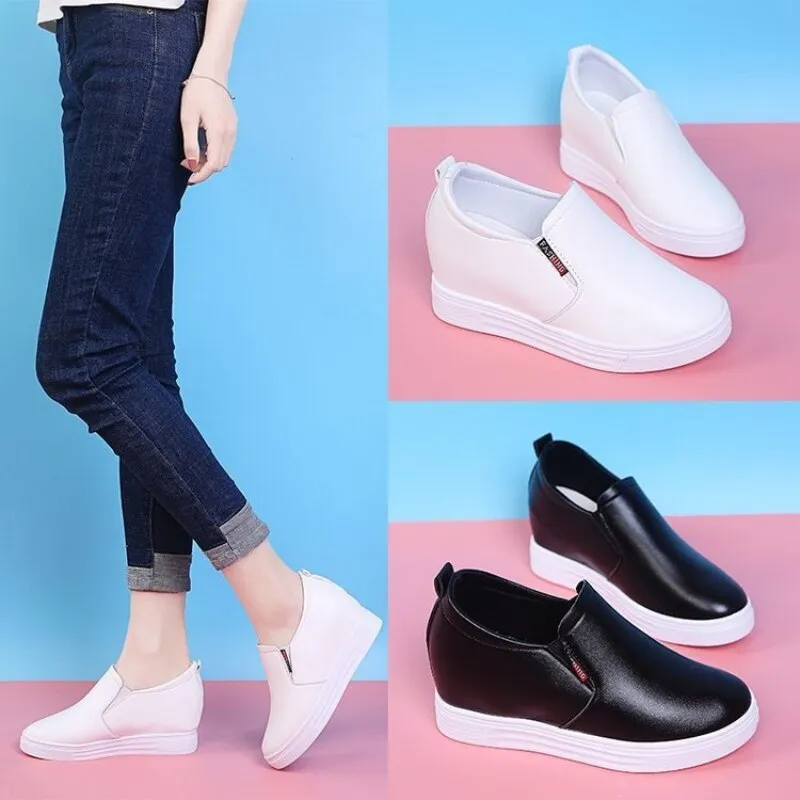 Easy Slip on white Shoes platform non-slip flat leather fashion casual shoes women's flat white shoes women's shoes