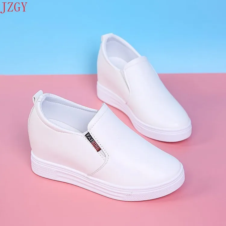 Easy Slip on white Shoes platform non-slip flat leather fashion casual shoes women's flat white shoes women's shoes