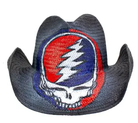 Hat - Cowboy Hat - Grateful Dead Steal Your Face - Black