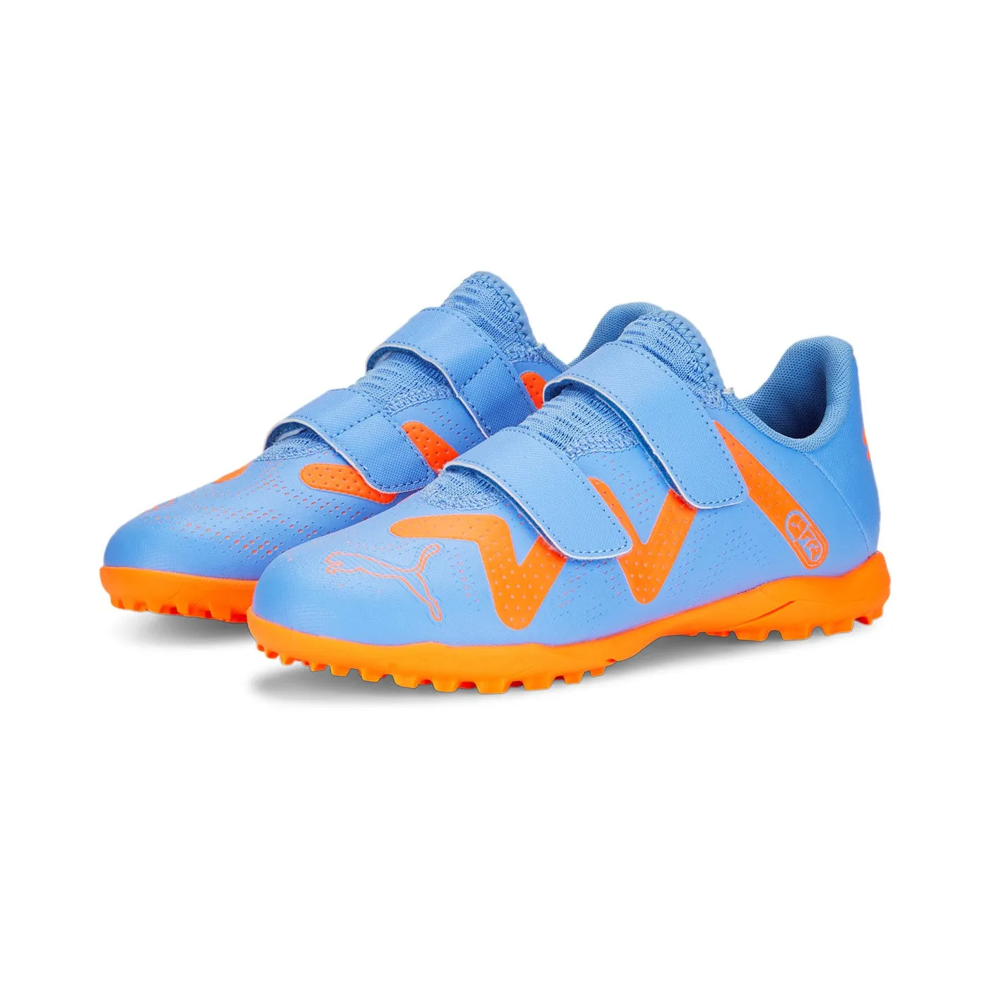 Puma boys' soccer shoes with velcro 107205 01 blue glimmer-white ultra orange