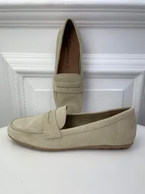 Tamaris Suede Loafers - Cream