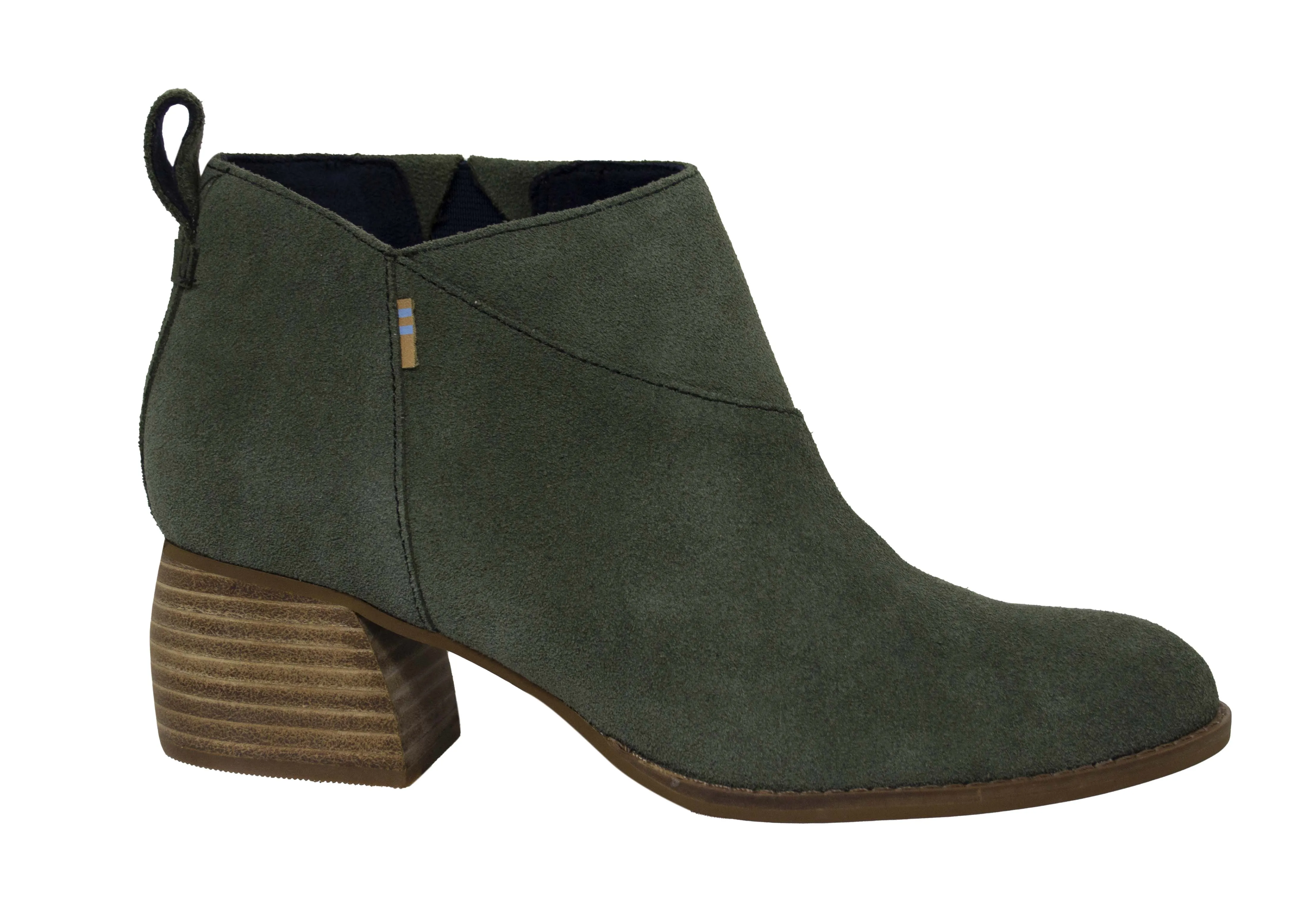 Toms Leilani Olive Block Heel Boots - Womens