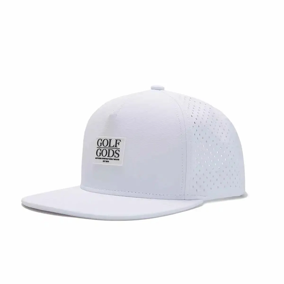 TOUR PRO Clubhouse Patch Golf Hat in White with Flat Brim