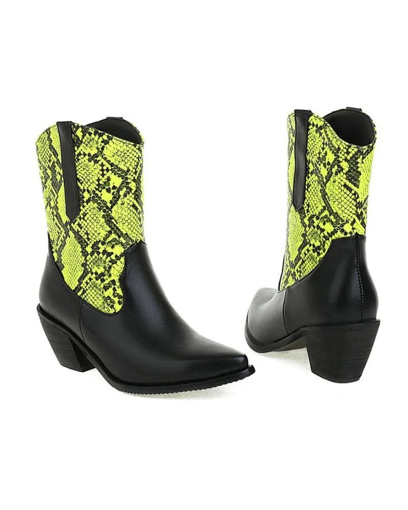 Women's Fashion Animal Print Pointed Toe Boots